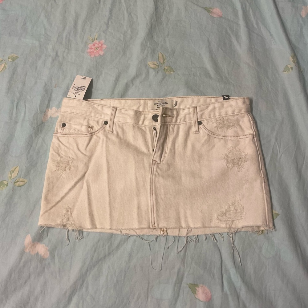 Abercrombie & Fitch White Jean Skirt